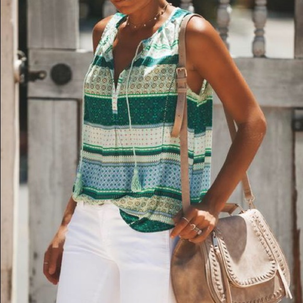 Printed Tassel Tank